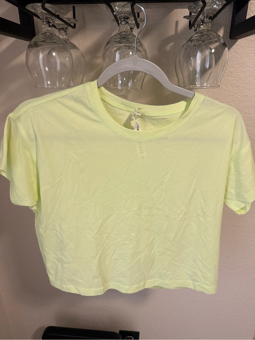 Lululemon All Yours Cropped T-Shirt Elixir Lime Green Size 4 Pima Cotton